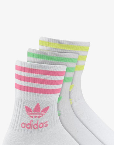 ADIDAS 3 Packs Originals Mid Cut Crew Socks White