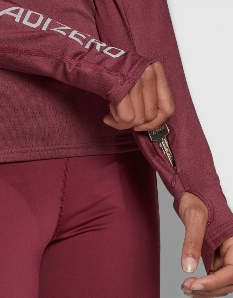 ADIDAS Adizero 1/2 Zip Top Burgundy