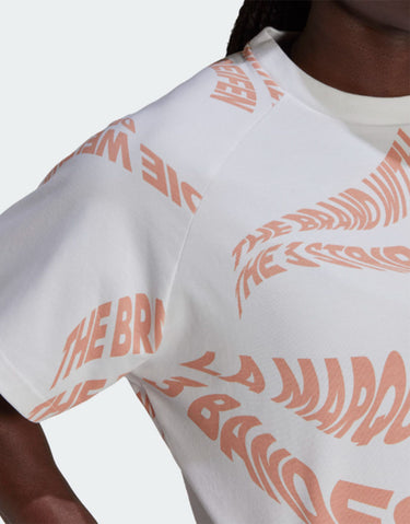 ADIDAS Allover Print 3-Stripes Tee White