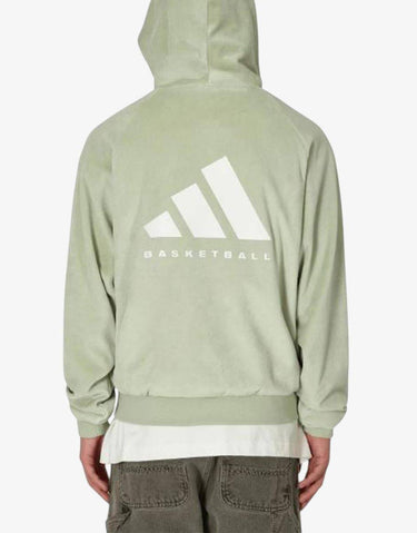 ADIDAS Basketball Velour Hoodie Halo Green | MegaMall.bg