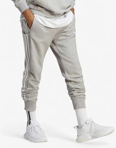 ADIDAS Essentials French Terry Tapered Cuff 3-Stripes Pants Grey | MegaMall.bg