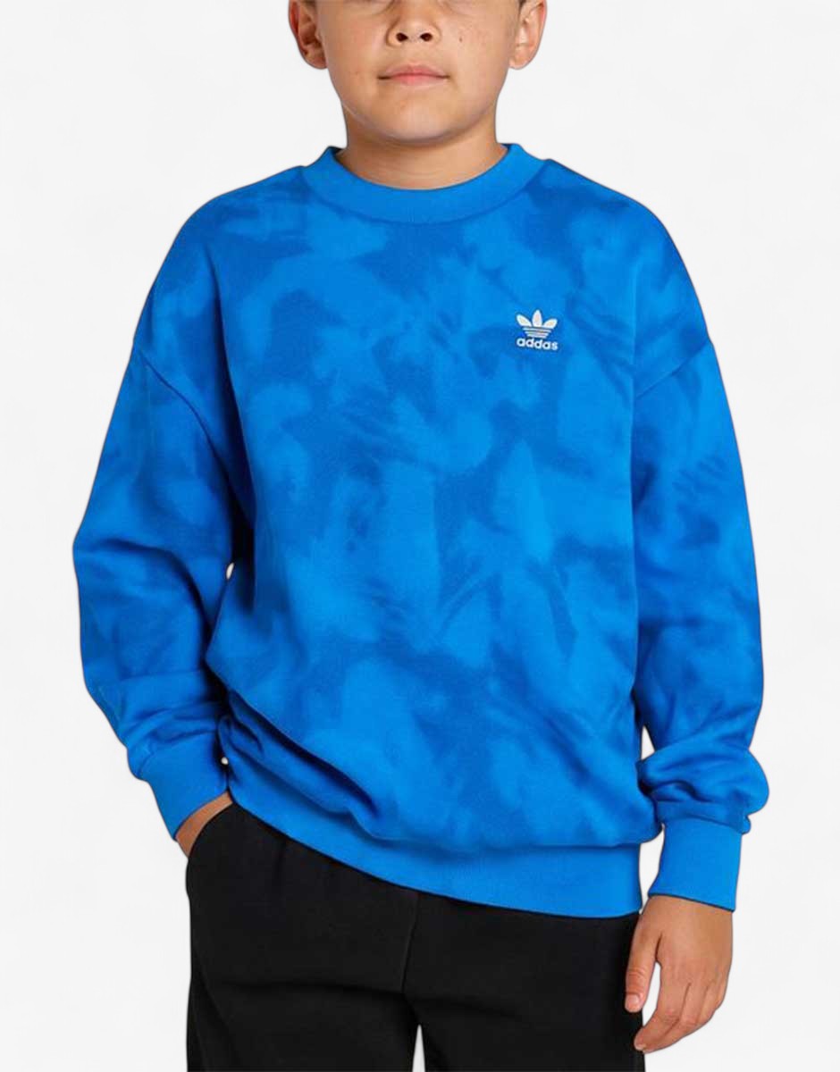 ADIDAS Originals All Over Print Crewneck Sweatshirt Blue Син 140 | MegaMall.bg