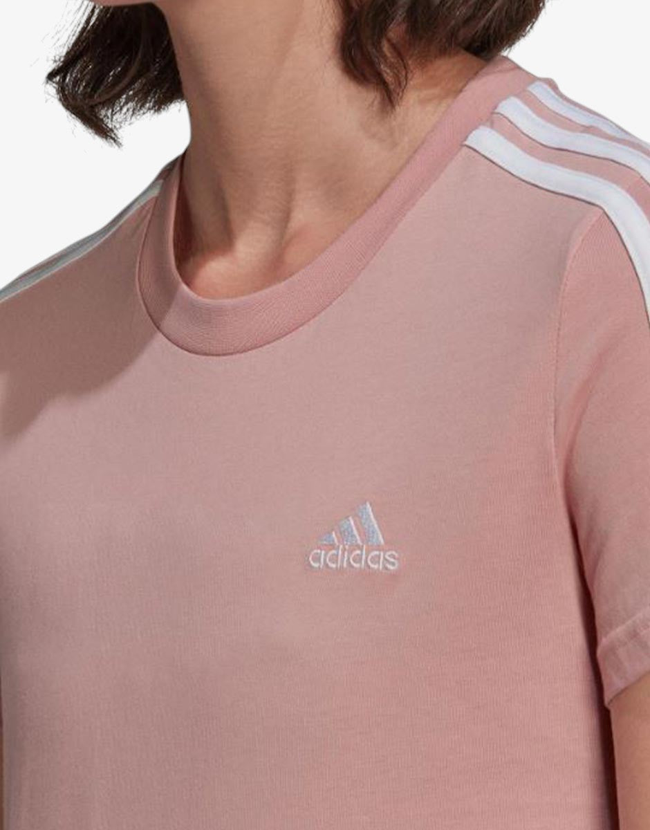ADIDAS Sportswear Essentials Slim 3-Stripes Tee Pink | MegaMall.bg