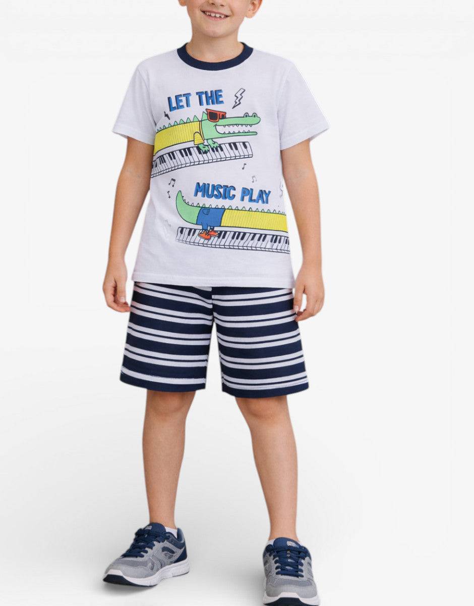 CHICCO Boys Shorts And Tee Set White/Blue Бял 98 | MegaMall.bg