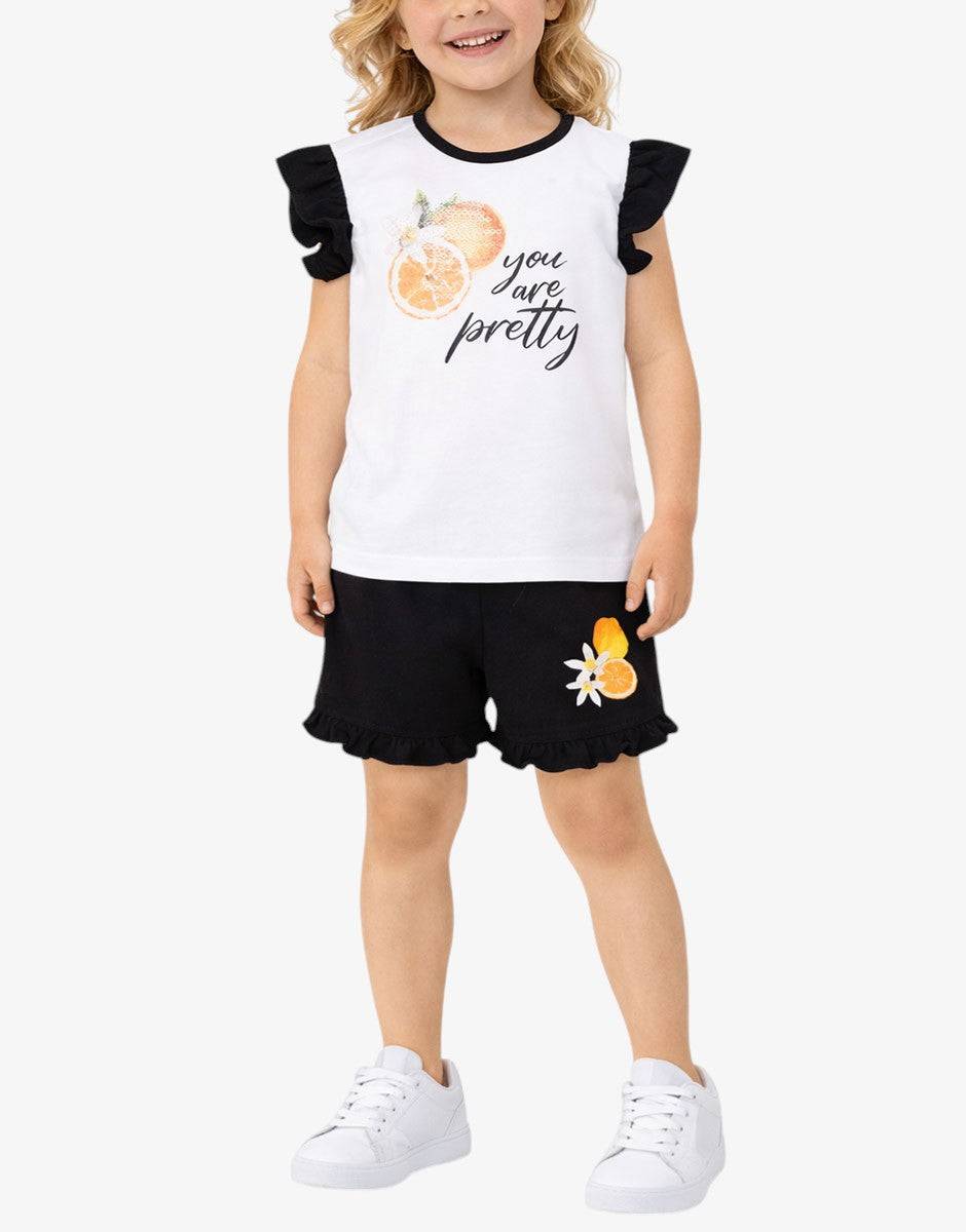CHICCO Girls Shorts And Tank Top Set White/Black Бял 92 | MegaMall.bg