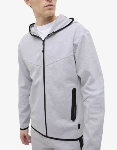 JACK&JONES Jcofusion Sweat Zip Hood Noos New Light Grey Melange