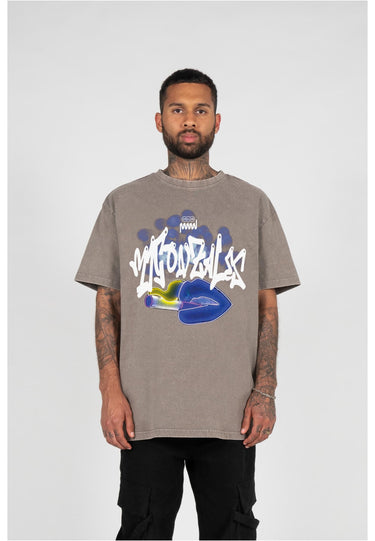Kiss x Heavy Oversized Tee Acid Washed