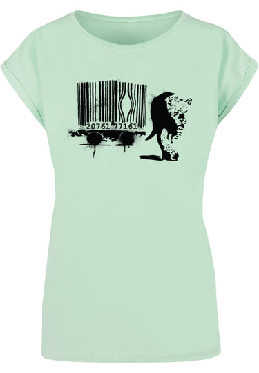 Ladies Brandalised - Barcode Leopard Circle T-Shirt