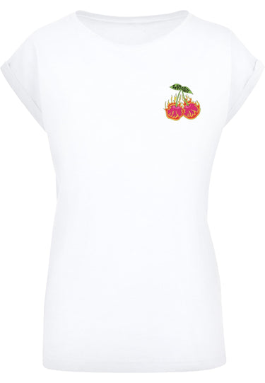 Ladies Burning Cherries Tee - Extended Shoulder Tee