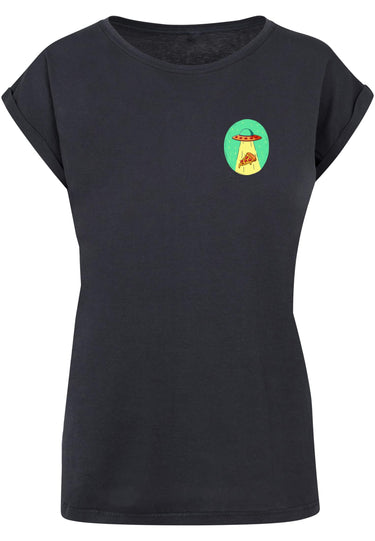 Ladies Ufo Pizza Extended Shoulder Tee