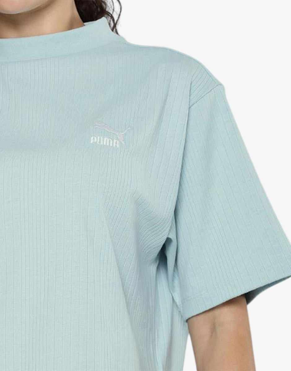PUMA Classics Mock Neck Tee Blue