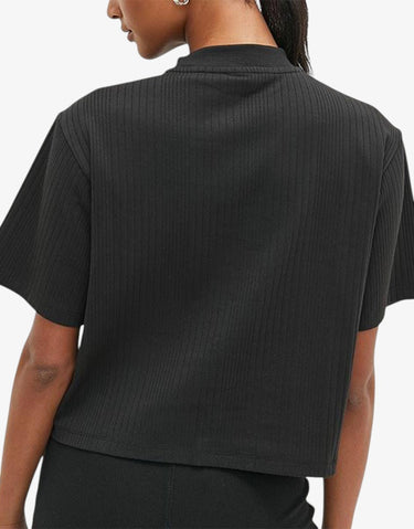 PUMA Classics Ribbed Relaxed Mock Neck Tee Black | MegaMall.bg