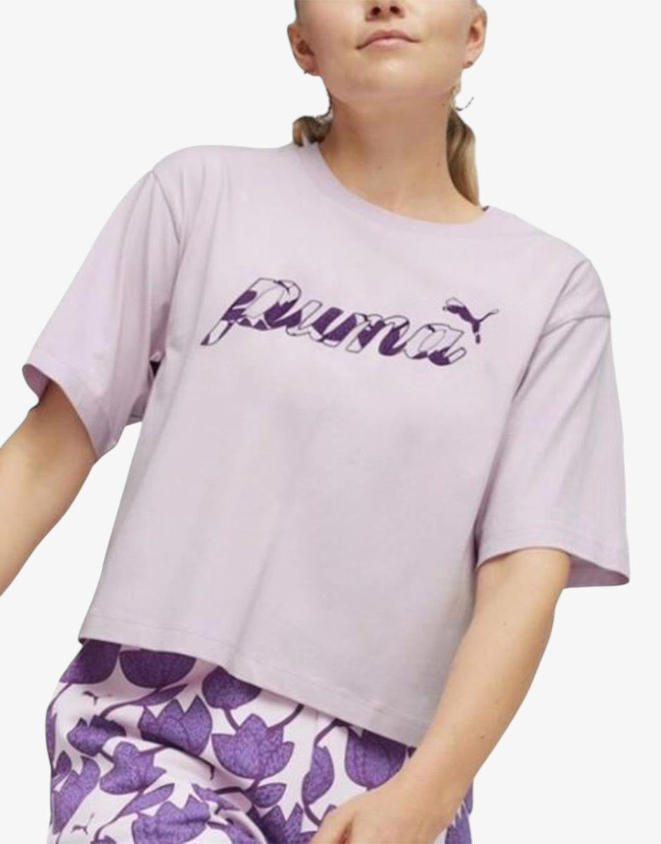 PUMA Essential+ Blossom Short Graphic Tee Purple