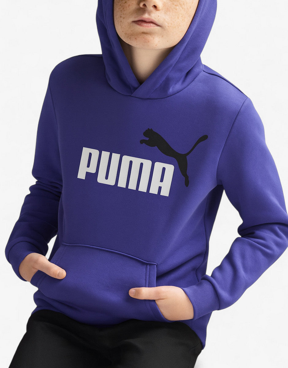 PUMA Essentials+ 2 Color Big Logo Hoodie Blue | MegaMall.bg