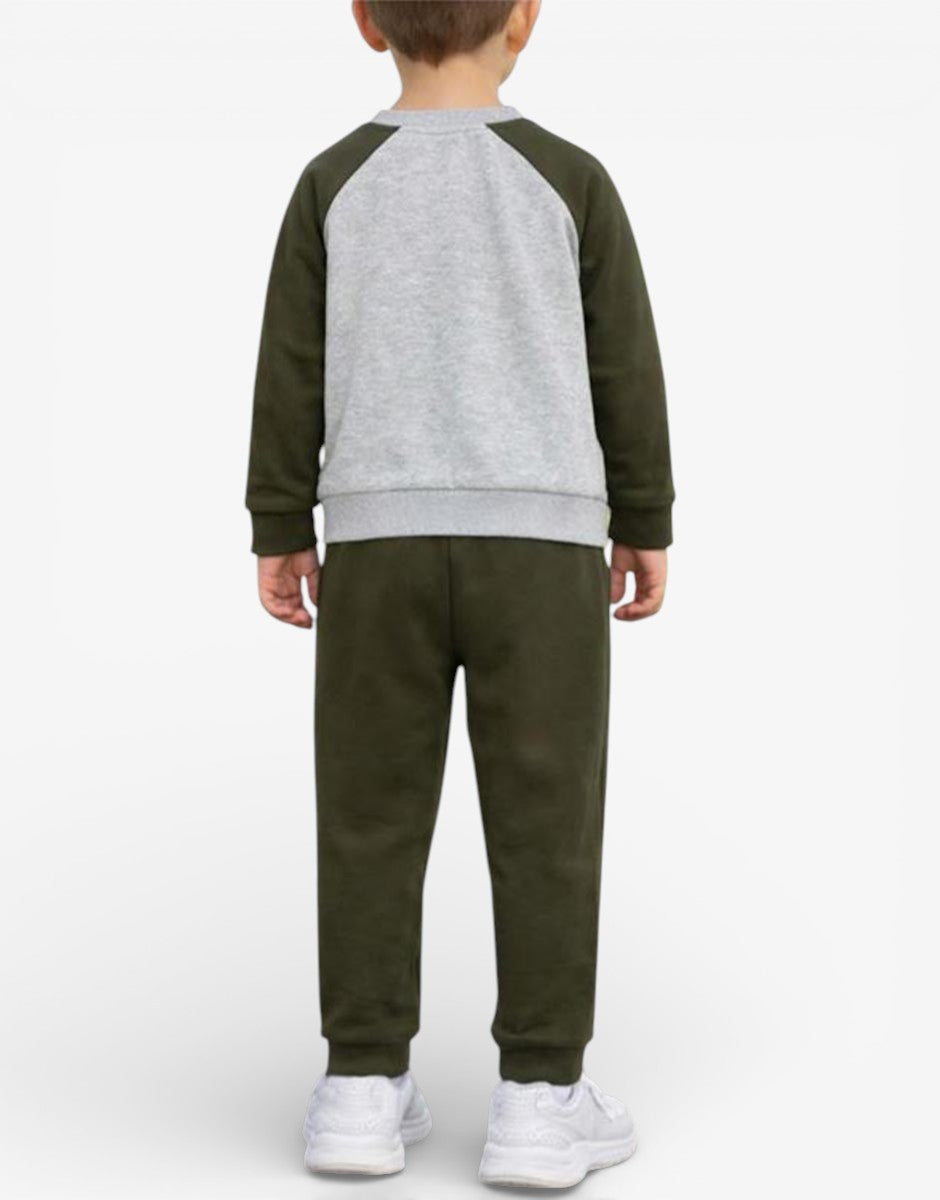 PUMA Essentials Minicats Raglan Tracksuit Grey/Green