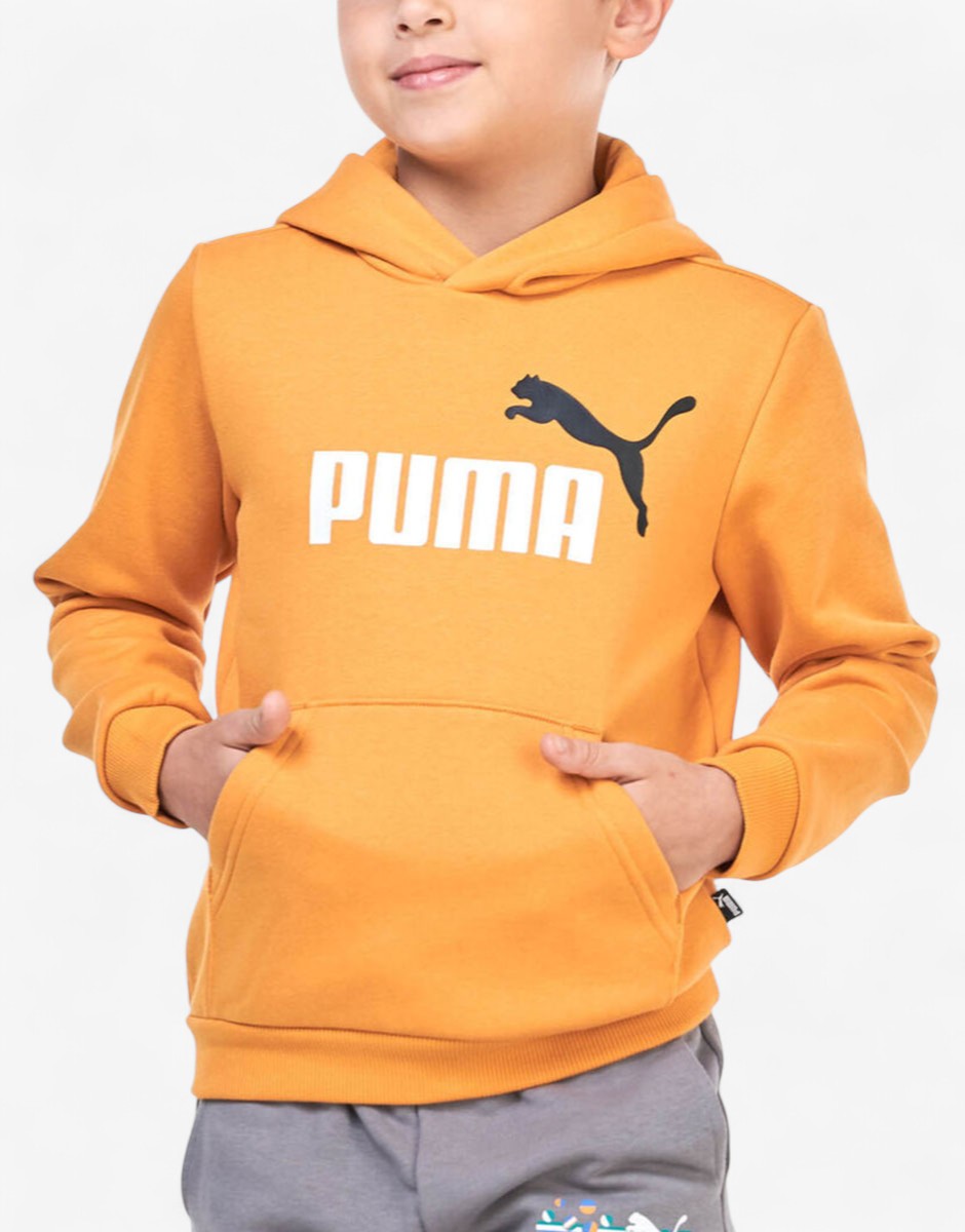 PUMA Essentials+ 2 Color Big Logo Hoodie Orange Оранжев 140 | MegaMall.bg