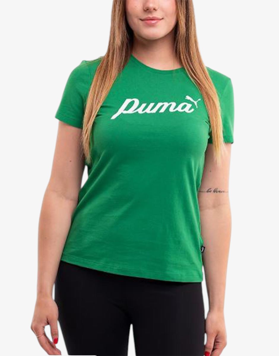 PUMA Essentials+ Blossom Script Tee Green