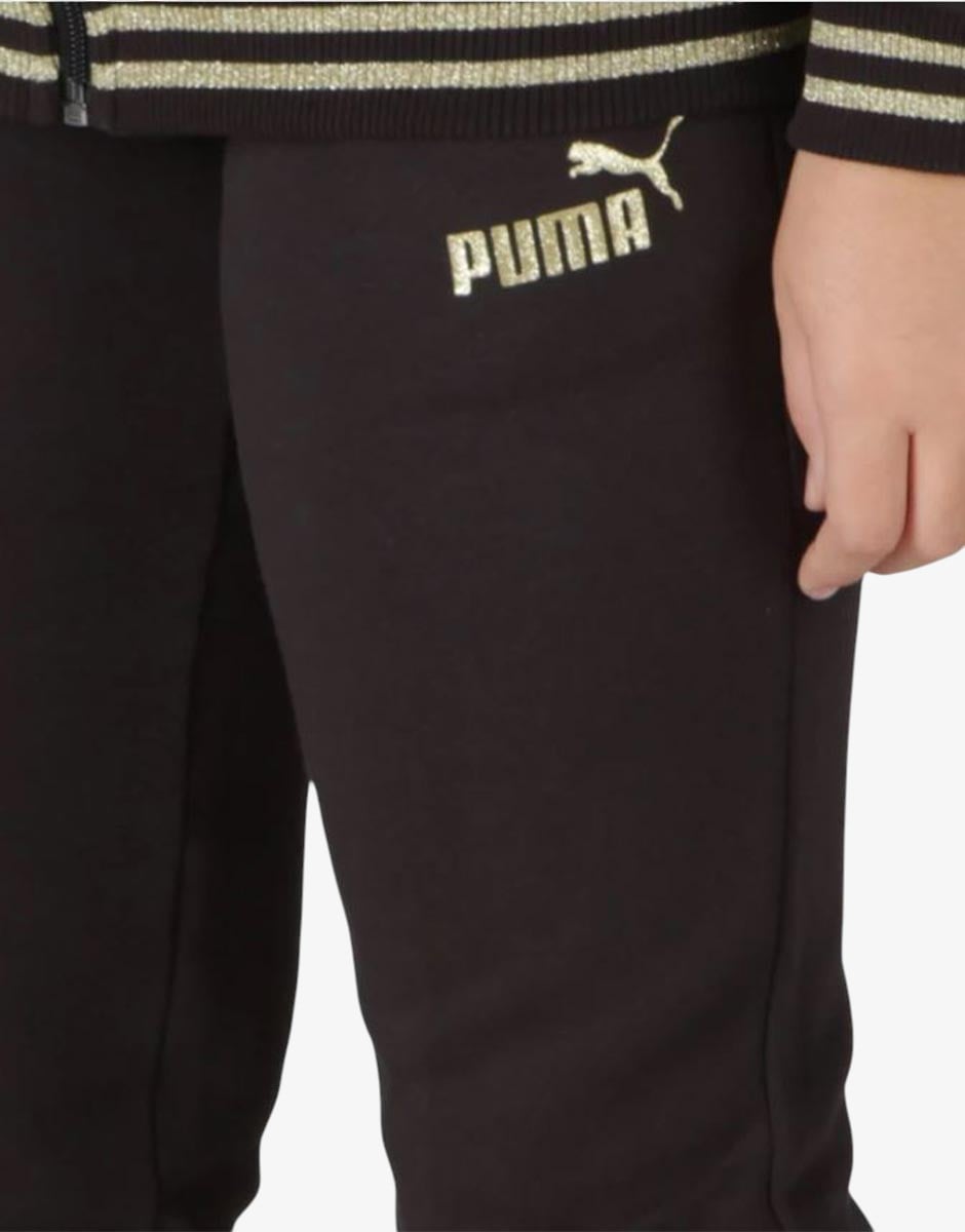 PUMA Essentials+ Glitter Full-Zip Tracksuit Black | MegaMall.bg