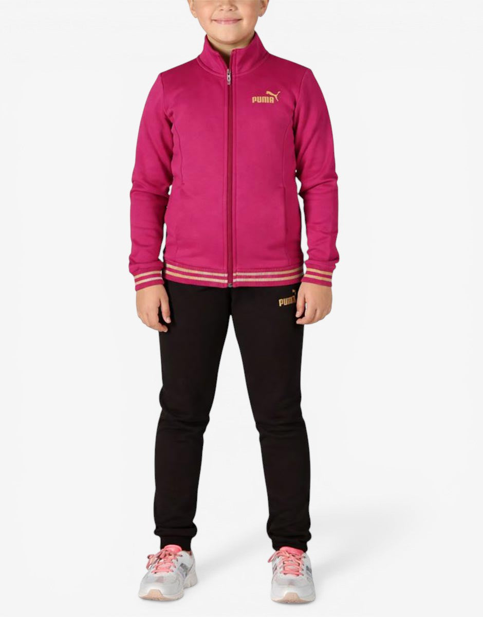 PUMA Essentials+ Glitter Full-Zip Tracksuit Violet/Black Лилав 164 | MegaMall.bg