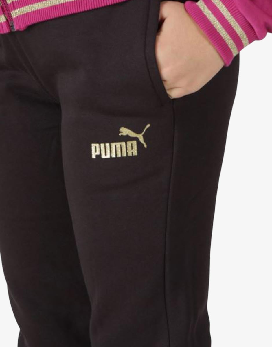PUMA Essentials+ Glitter Full-Zip Tracksuit Violet/Black | MegaMall.bg