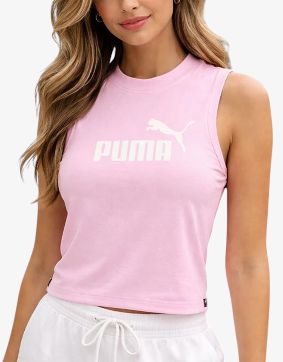 PUMA Essentials+ Slim Logo Tank Pink