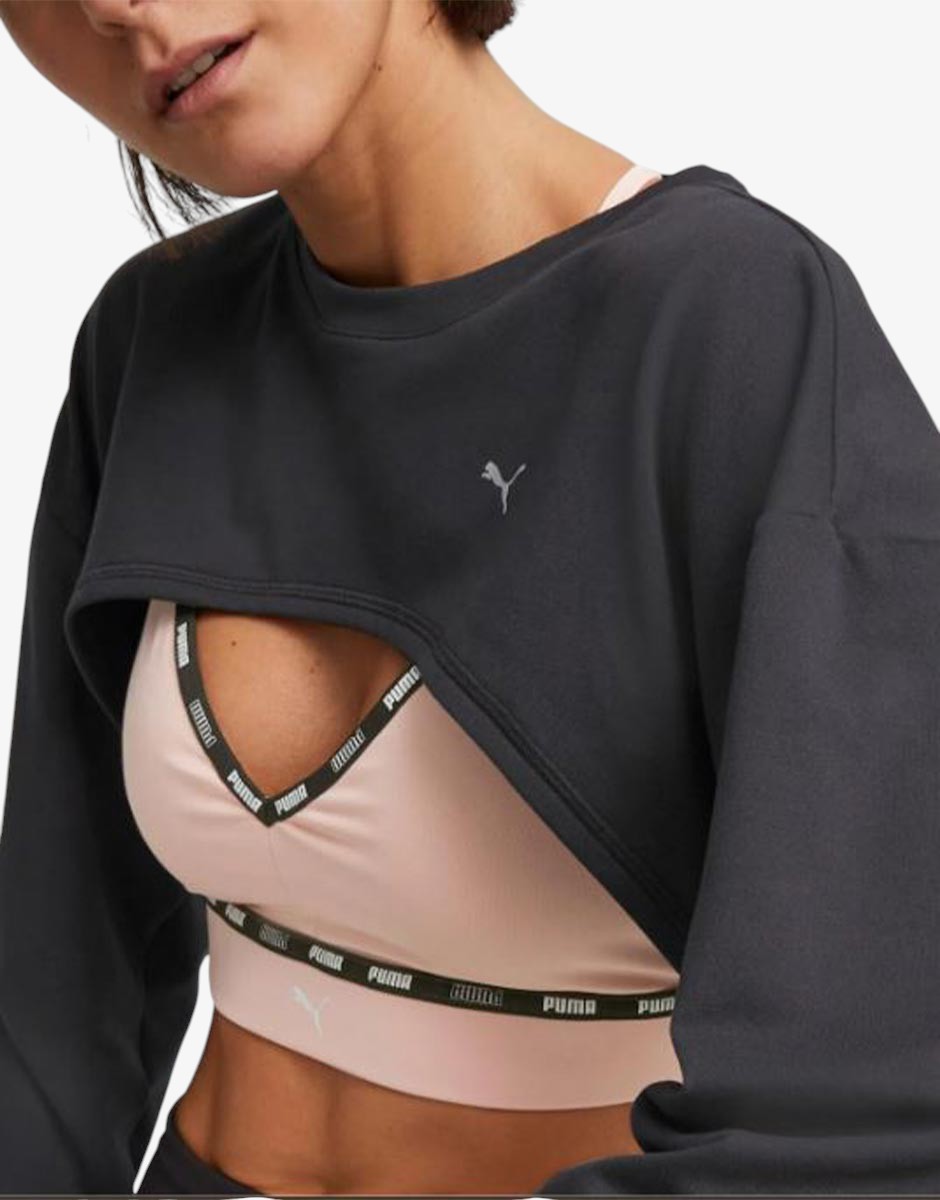 PUMA Forever Luxe Cloudspun Crop Top Black | MegaMall.bg