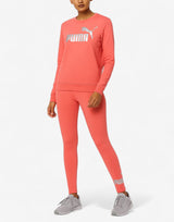 PUMA Logo Crew And Leggings Set Pink Розов 140 | MegaMall.bg