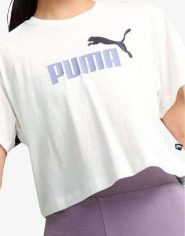 PUMA Logo Cropped Tee White