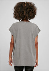 Ladies Acid Washed Extended Shoulder Tee