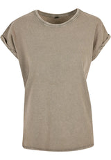 Ladies Acid Washed Extended Shoulder Tee