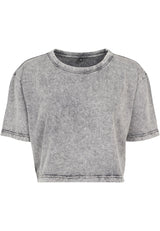 Ladies Acid Washed Cropped Tee