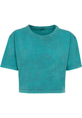 Ladies Acid Washed Cropped Tee