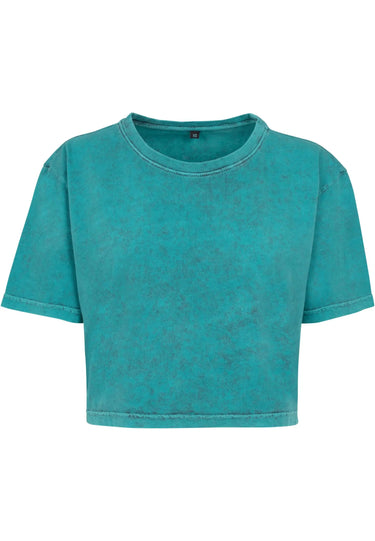 Ladies Acid Washed Cropped Tee