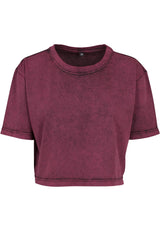 Ladies Acid Washed Cropped Tee