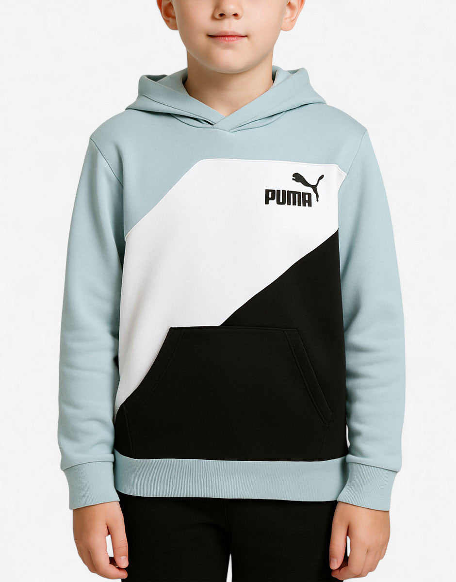 PUMA Power Colorblock Hoodie Turquoise/Black Тюркоаз 140 | MegaMall.bg