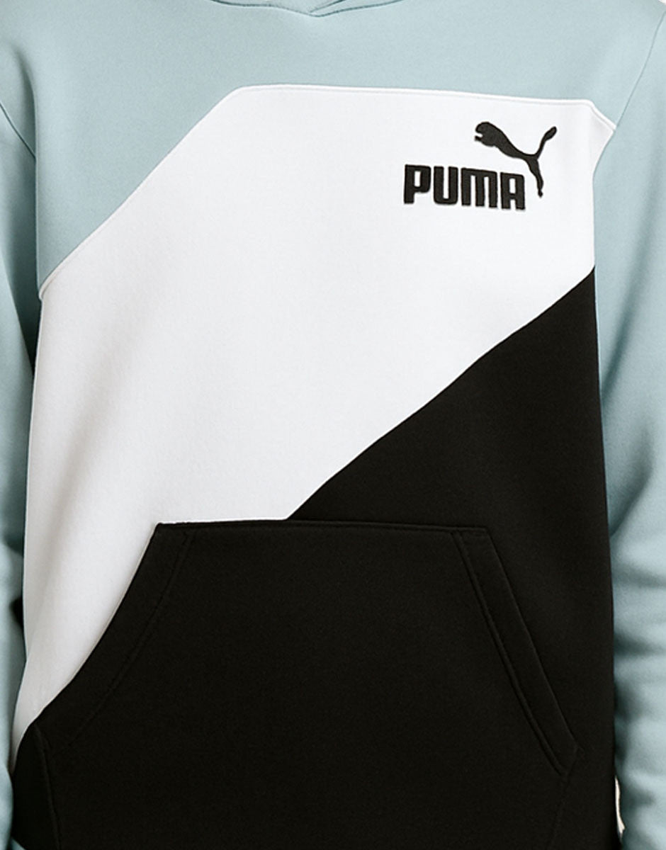 PUMA Power Colorblock Hoodie Turquoise/Black | MegaMall.bg